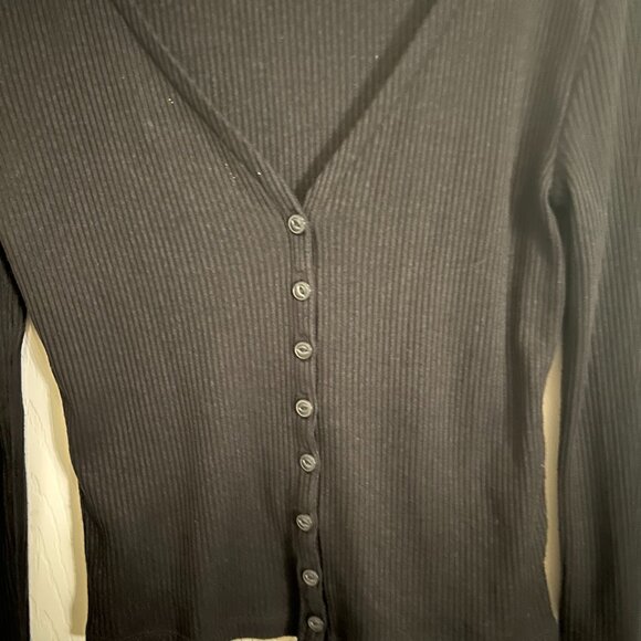 Rag & Bone The Knit Rib Cardigan Black Button Down Long Sleeve SZS Lightweight - Picture 7 of 10